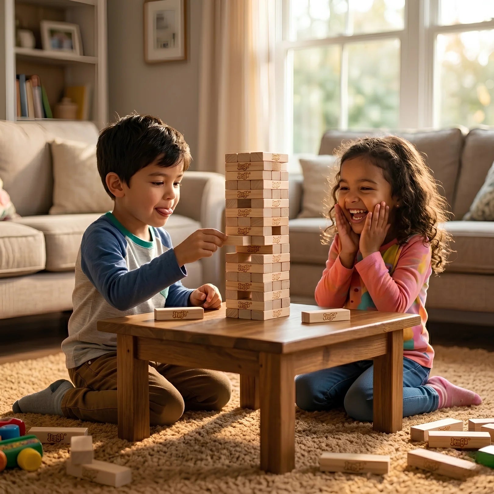 Wooden Block Stacking Tower Game