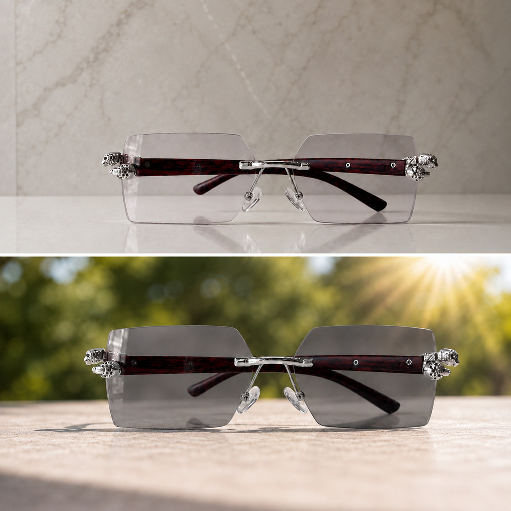 Photochromic Rimless Glasses